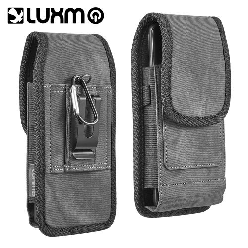 Vertical  Leather Belt Clip Pouch Holster Phone Holder Fabric Gray