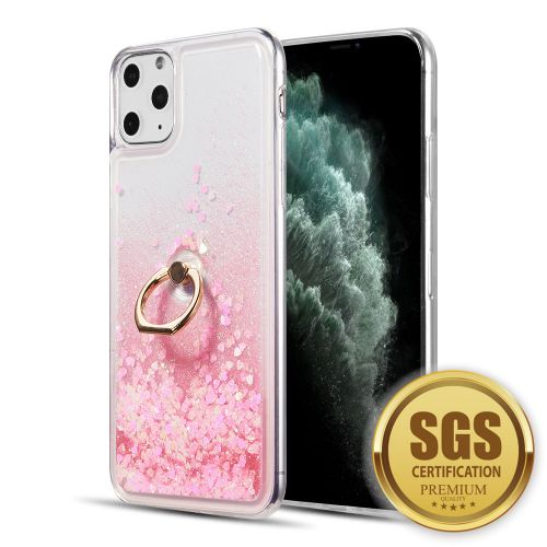 Apple iPhone 13 Pro 6.1 Case, Waterfall Ring Liquid Sparkling Quicksand Tpu Case Pink / Green