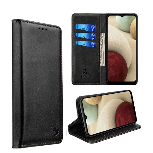 Samsung Galaxy A22 5G Case, The Luxury Gentleman Series 3 Magnetic Flip Leather Wallet Tpu+pc Case Samsung Black