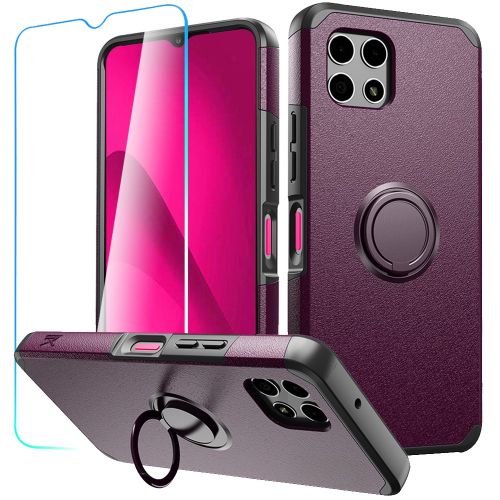 REVVL 7 Pro 5G Tough Hybrid With Ring Stand + Tempered Glass - Dark Purple