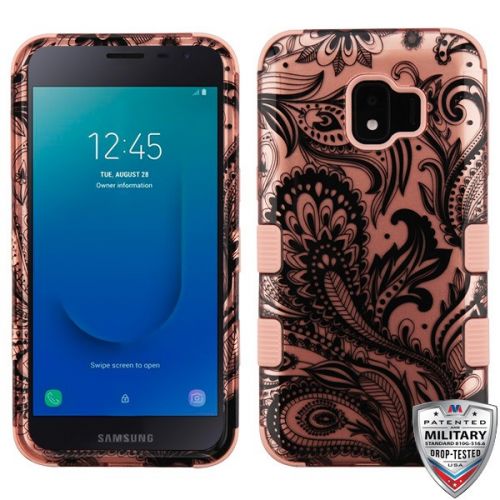 Samsung Galaxy J2 2018 Case, Phoenix Flower Rose Gold TUFF Hybrid Case Cover [Military-Grade Certified]