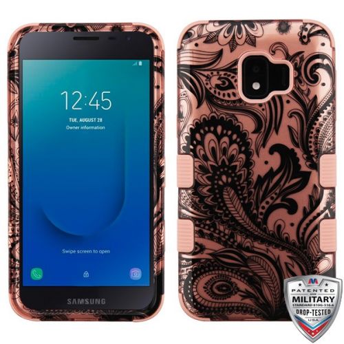 Samsung Galaxy J2 Dash Case, Phoenix Flower Rose Gold TUFF Hybrid Case Cover [Military-Grade Certified]