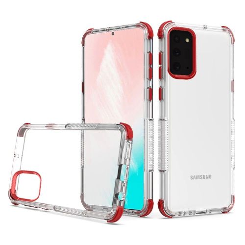 Samsung Galaxy Note 20 Ultra Case, Edge Sturdy Shockproof Bumper Transparent Hard TPU Case Clear/Red