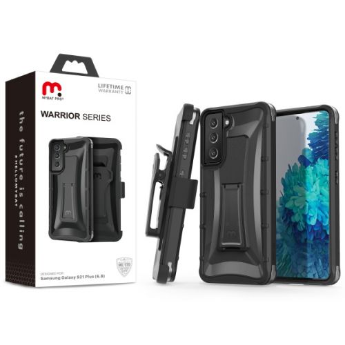 Samsung Galaxy S21 Plus Case, MyBat Pro Warrior Series Case with Holster Black