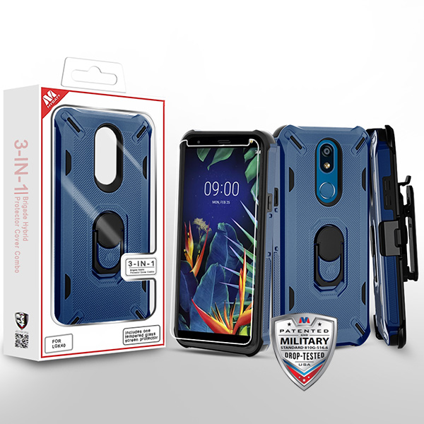 LG Solo LTE L423DL Case Ink Blue Black 3 in 1 Brigade Hybrid Case