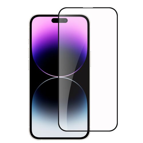 Apple iPhone 15 Pro Max Bulk White Paper Card Package Black edged Tempered Glass (Black)