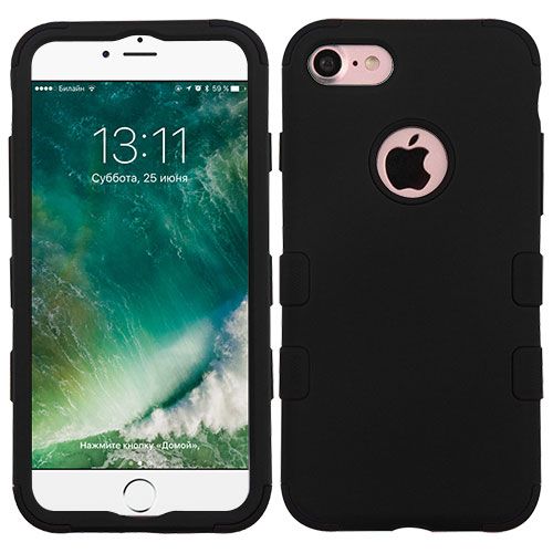 Apple iPhone SE 2022 Case, Rubberized Black TUFF Hybrid Case Cover
