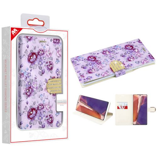 Samsung Galaxy Note 20 Wallet, Fresh Purple Flowers MyJacket Wallet Case Diamond