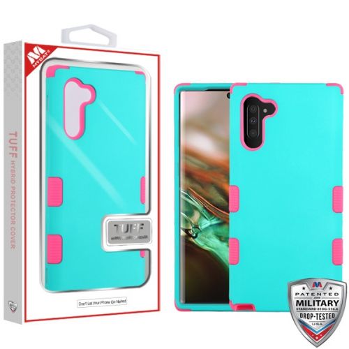 Samsung Galaxy Note 10 Case, Rubberized Teal Green/Electric Pink TUFF Hybrid Case Cover [Military-Grade Certified]