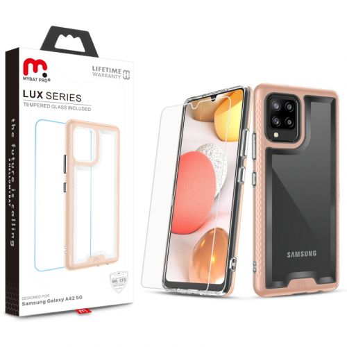 Samsung Galaxy A42 5G Case, MyBat Pro Lux Series Case with Tempered Glass Rose Gold