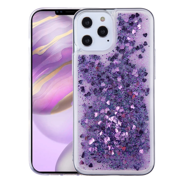 Apple Iphone 12 Pro Max 6 7 Case Airium Quicksand Glitter Hybrid Protector Case Hearts Purple Cellphonecases Com