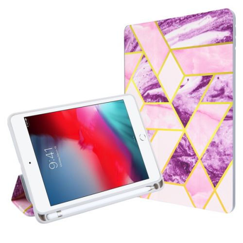 Apple iPad Mini 2019 Wallet, MyBat Slim Fit Smart MyJacket with Trifold Stand Purple / Pink Mixed Marbling