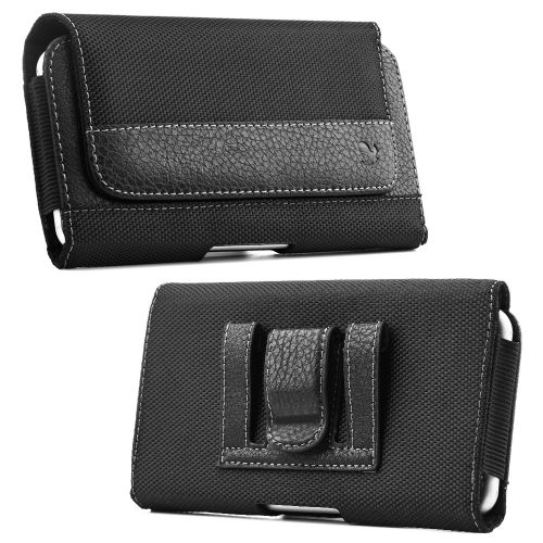 Luxmo Leather Belt Clip Pouch Holster Phone Holder Horizontal #13 Black