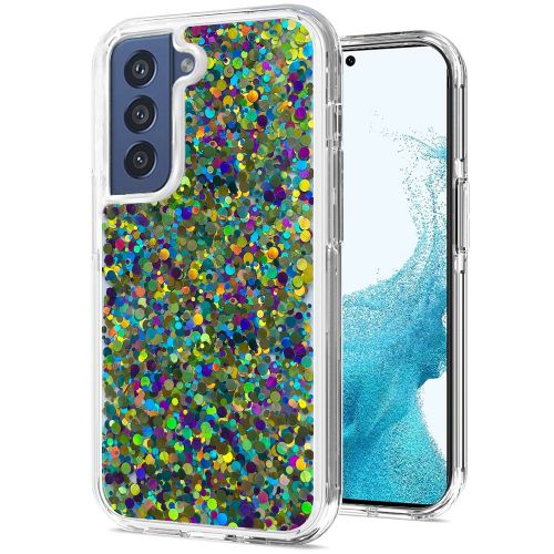 Samsung Galaxy S22 Plus Bling Glitter Chips Epoxy Hybrid Case Cover - B