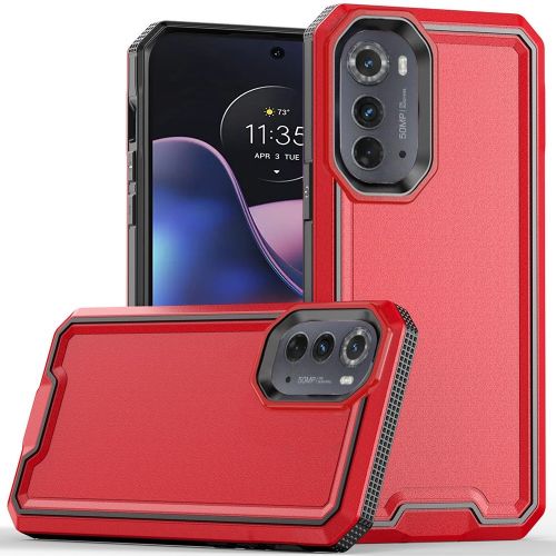 Motorola Moto Edge (2022) Rank Tough Strong Modern Fused Hybrid Case Cover - Red