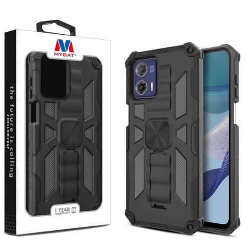 Motorola Moto G 5G (2023) Case, Motorola 2023 Moto G 5G MyBat Sturdy Hybrid Case Cover (with Stand) - Black / Black