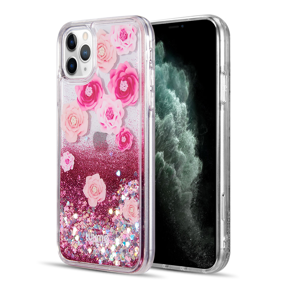 Heavy Duty Glitter Quicksand Case w/ Clip HOT PINK For iPhone 12 Pro Max