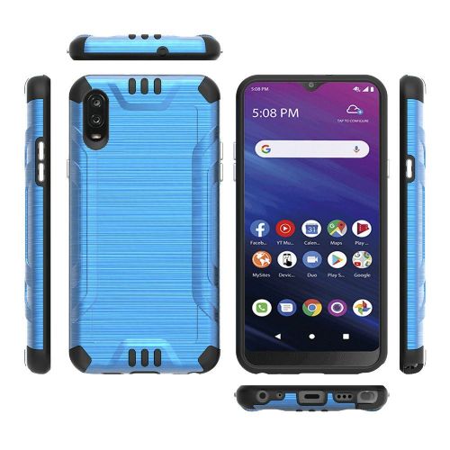 TCL A2X A508DL Metallic Brushed Hybrid Case w/ Magnetic Mount Capability - Blue/Black