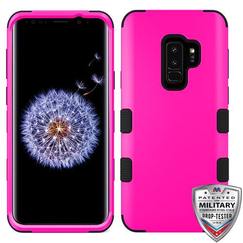 Samsung Galaxy S9 Plus Case, Titanium Solid Hot Pink/Black TUFF Hybrid Phone Case Cover [Military-Grade Certified]