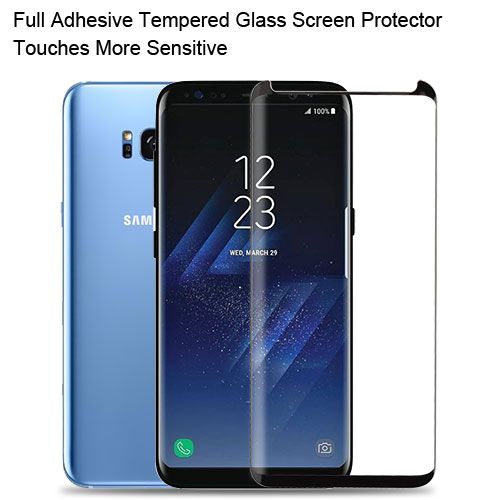 Samsung Galaxy S8 Plus Screen Protector, Full Adhesive Premium Tempered Glass Screen Protector/Black