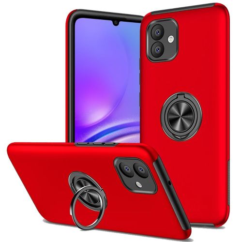 Samsung A05 CHIEF Oil Painted Magnetic Ring Stand Hybrid Case Cover - Red