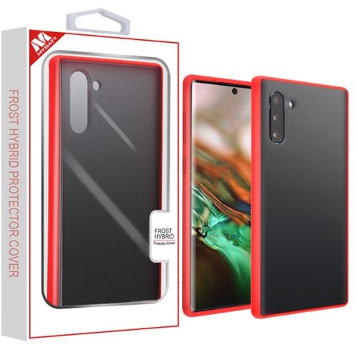 Samsung Galaxy Note 10 Case, Semi Transparent Smoke Frosted/Rubberized Red Frost Hybrid Case Cover