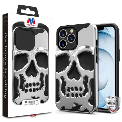 Apple iPhone 13 Pro 6.1 Case, MyBat Skullcap Hybrid Case Cover Apple iPhone 13 Pro (6.1) Silver Plating / Black