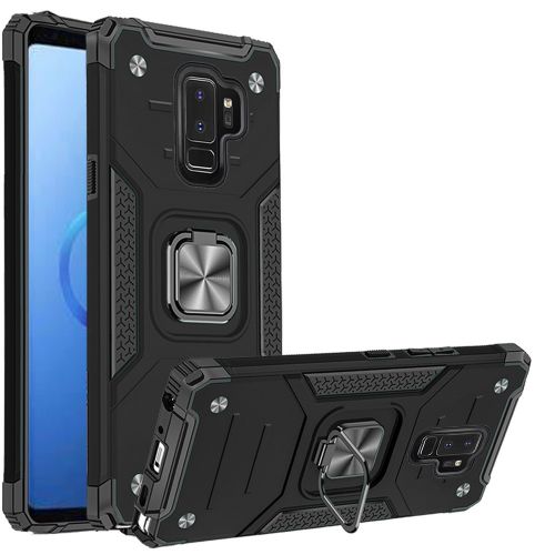 Samsung Galaxy S9 Robust Magnetic Kickstand Hybrid Case Cover - Black