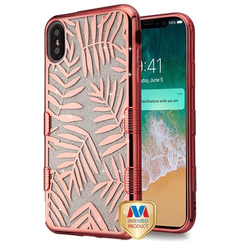 Apple Iphone Xs Max Electroplating Rose Gold Dancing Palm Leaves