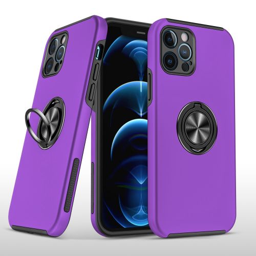 Apple iPhone 15 Pro CHIEF Oil Painted Magnetic Ring Stand Hybrid Case Cover - Dark Purple