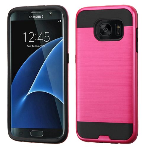 Samsung Galaxy S7 Edge G935 Case, Red Black Brushed Hybrid Case
