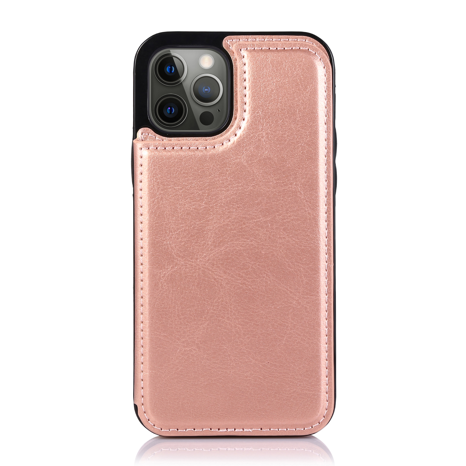 for Apple iPhone XR Luxury Side Magnetic Button Card ID Holder PU Leather Case Cover - Rose Gold Butterfly Swirl