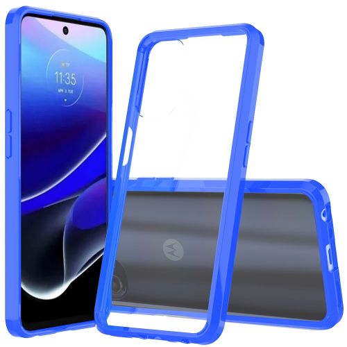 Motorola Moto G Stylus 5g 2022 Clear Transparent Hybrid Case Cover - Clear PC + Blue