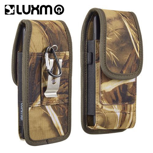 Vertical  Leather Belt Clip Pouch Holster Phone Holder Military Camo Fabric