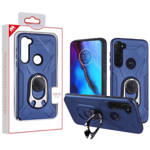 Motorola Moto G Power 2020 Case, Ink Blue Black Hybrid Protector Case Cover (with Ring Holder Kickstand Bottle)