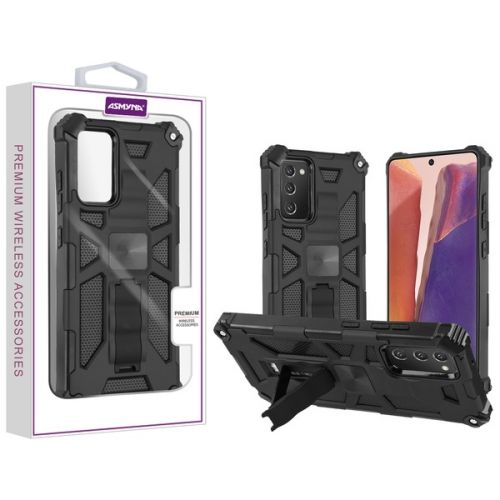 Samsung Galaxy Note 20 Case, Black/Blackurdy Hybrid Protector Case (with Stand)