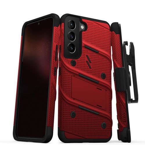 Samsung Galaxy S22 ZIZO BOLT Bundle Case with Tempered Glass - Red