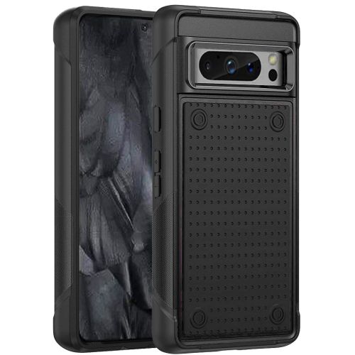 Google Pixel 8 Pro 5G DOT Thick Beautiful Hybrid Case Cover - Black/Black