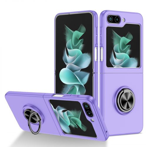 Samsung Galaxy Z Flip 5 Chief Premium Matte Magnetic Ring Stand Hybrid Case Cover - Light Purple