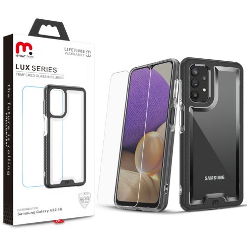 Samsung Galaxy A32 5G Case, MyBat Pro Lux Series Case with Tempered Glass Black