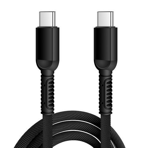 Universal 30w Type-c 2 Meter Durable Nylon Fast Charging Cable Compatible For Laptop / Tablet / Phone - Black