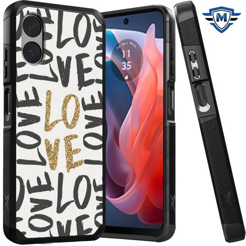 Motorola Moto G Play 2024 Tough Strong MetKase Hybrid (Magnet Mount Friendly) Case Cover - Love