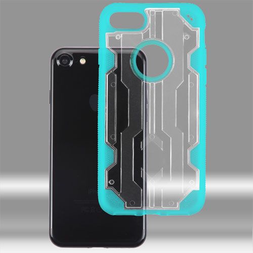 Apple iPhone SE 2022 Case, Transparent Clear/Transparent Light Blue Chali Hybrid Case Cover