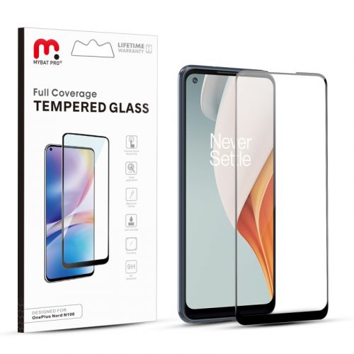 OnePlus Nord N100 Screen Protector, MyBat Pro Full Coverage Tempered Glass Screen Protector Black