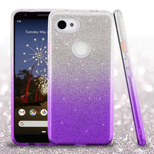 Google Pixel 3A XL Case, Purple Gradient Glitter Hybrid Case Cover