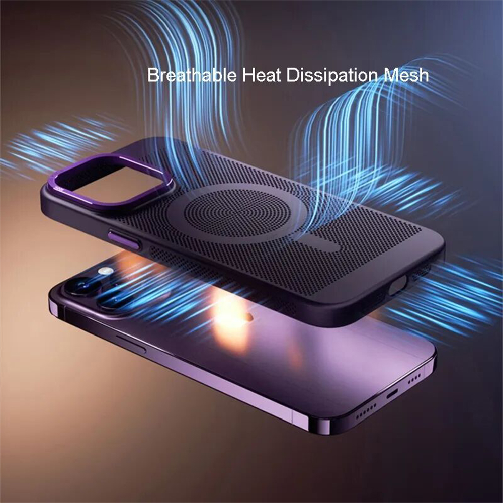 FOR IPHONE 15 PRO MAX (6.7) BREEZE MESH COOLING COLLECTION ULTRA SLIM HEAT  DISSIPATION CASE COMPATIBLE WITH MAGSAFE BREATHABLE COOLING MAGNETIC SLIM