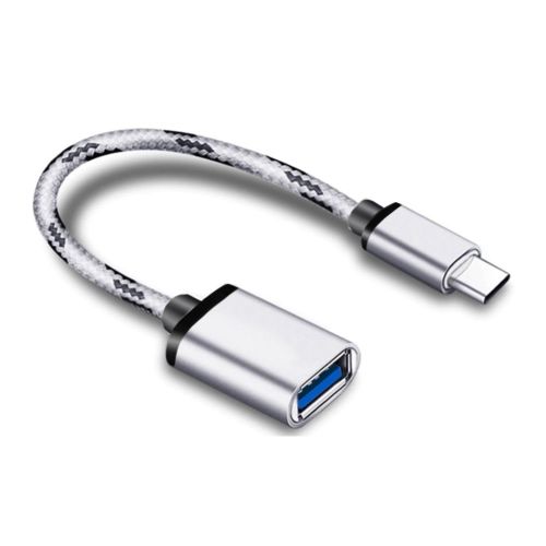 USB-C Male To USB 3.0 Female OTG Cable Cord Adapter - Silver