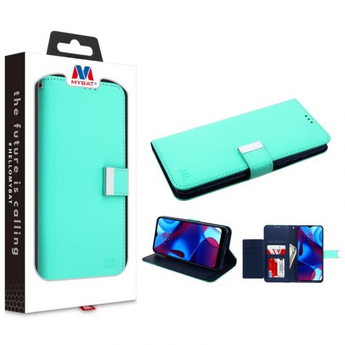 Motorola Moto G Power 2022 - MyBat MyJacket Wallet Xtra Series   Teal Green / Dark Blue