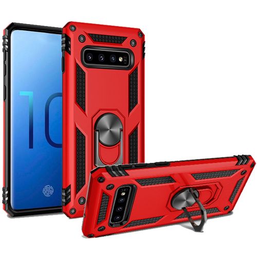 Samsung Galaxy s10 Ring Magnetic Kickstand Hybrid Case Cover - Red